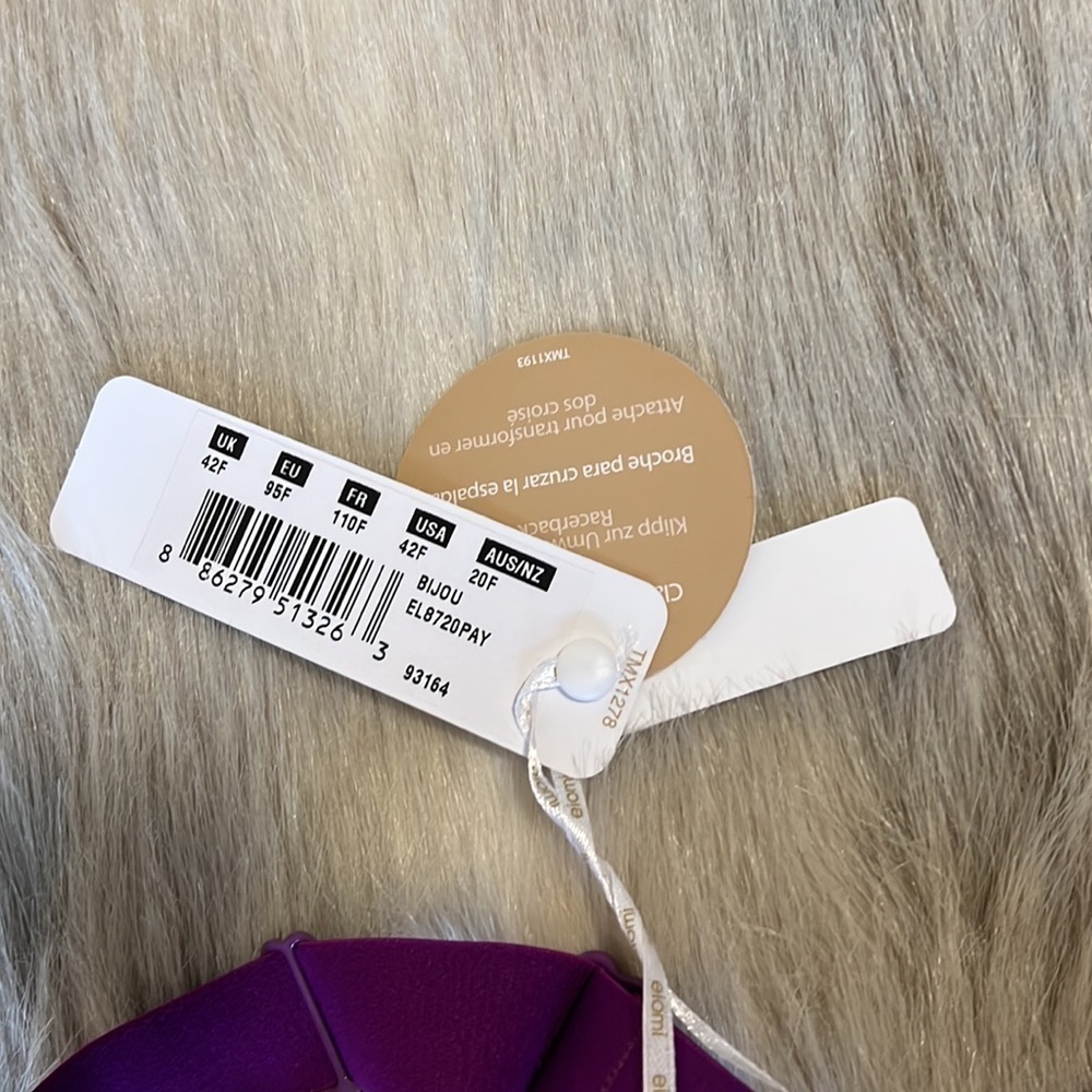 New ELOMI BIJOU Purple 42 F Underwire Banded Molded Bra EL8730 Adjustable Back - Picture 10 of 12